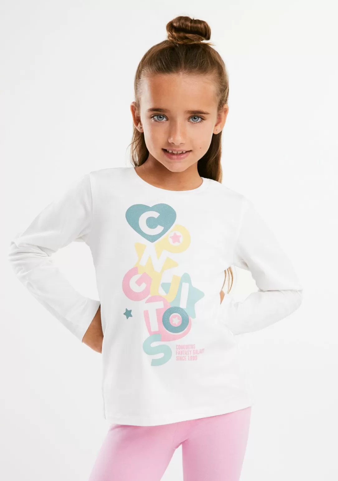 camiseta_blanca_formas_multicolor_2.webp Conguitos Camisetas | Camisetas Manga Larga^Camiseta Blanca Formas Multicolor