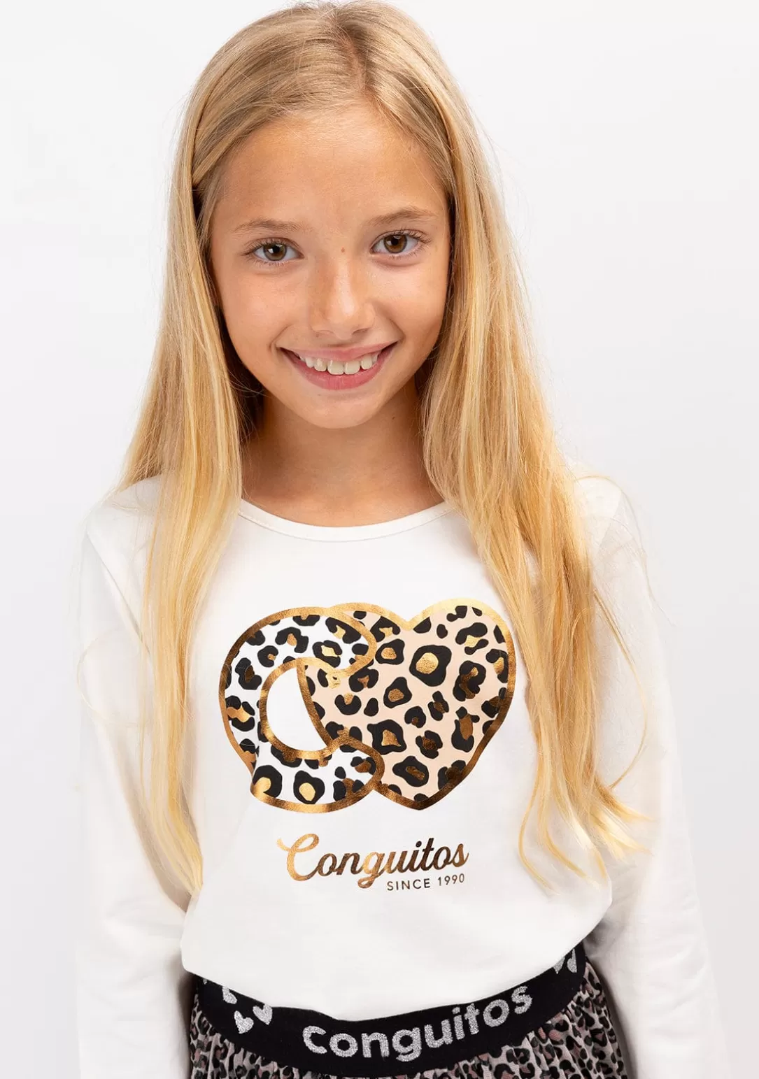 camiseta_de_nia_conguitos_leopardo_blanco_2.webp Conguitos Camisetas | Camisetas Manga Larga^Camiseta De Niña Leopardo Blanco