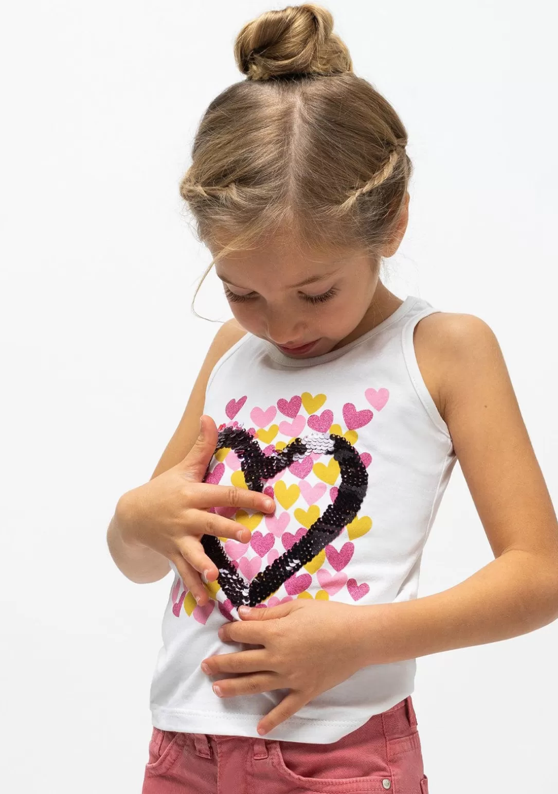 camiseta_de_nia_corazones_blanca_2.webp Conguitos Camisetas^Camiseta De Niña Corazones Blanca