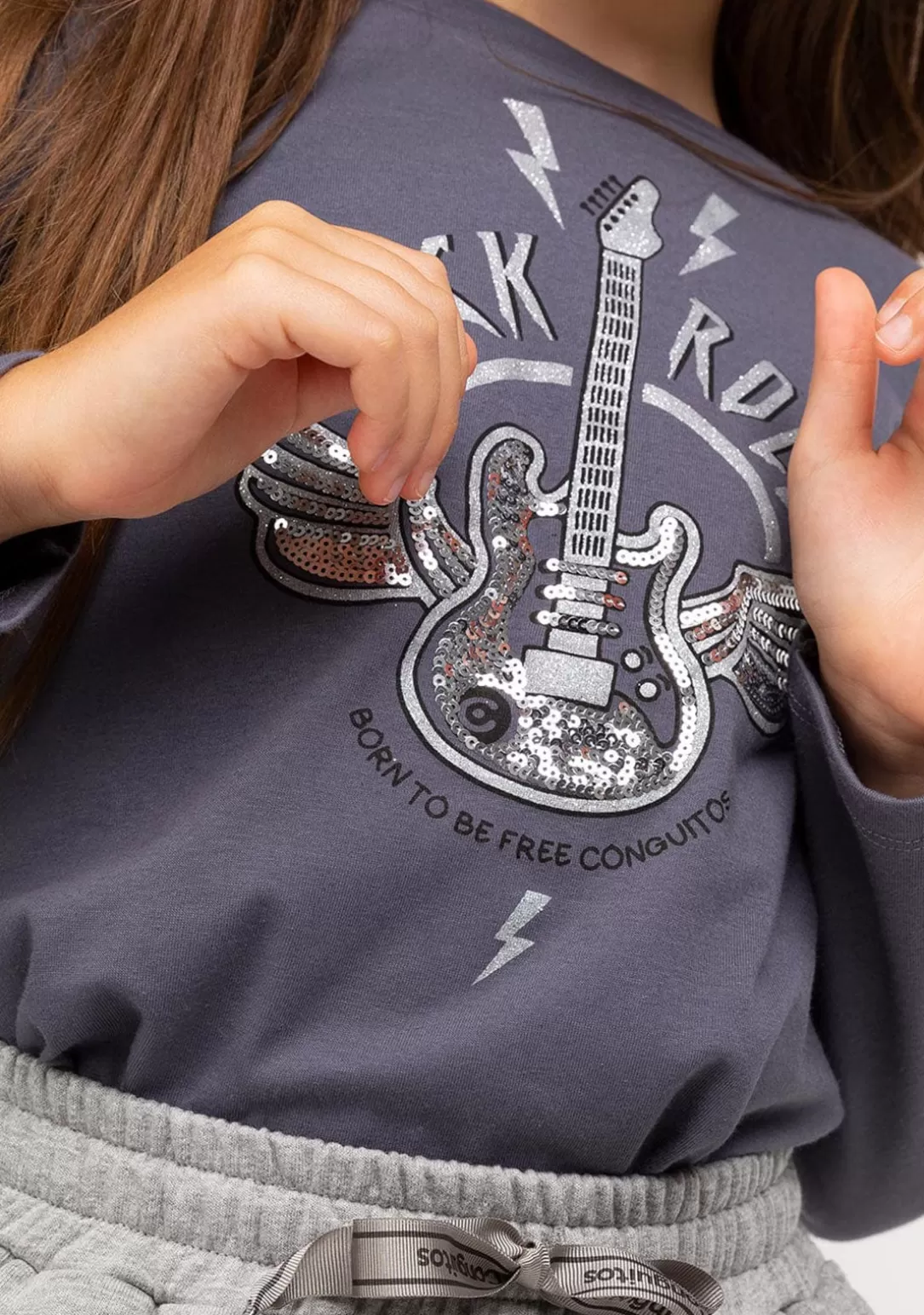 camiseta_de_nia_rock_marengo_3.webp Conguitos Camisetas | Camisetas Manga Larga^Camiseta De Niña Rock Marengo