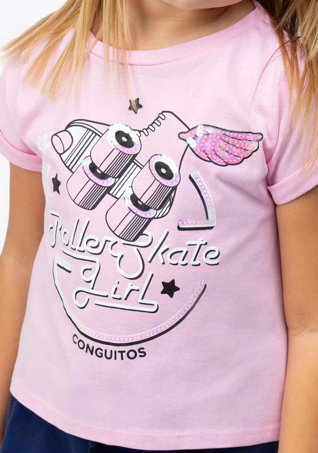 camiseta_de_nia_roller_lentejuelas_rosa_4.webp Conguitos Camisetas^Camiseta De Niña Roller Lentejuelas Rosa