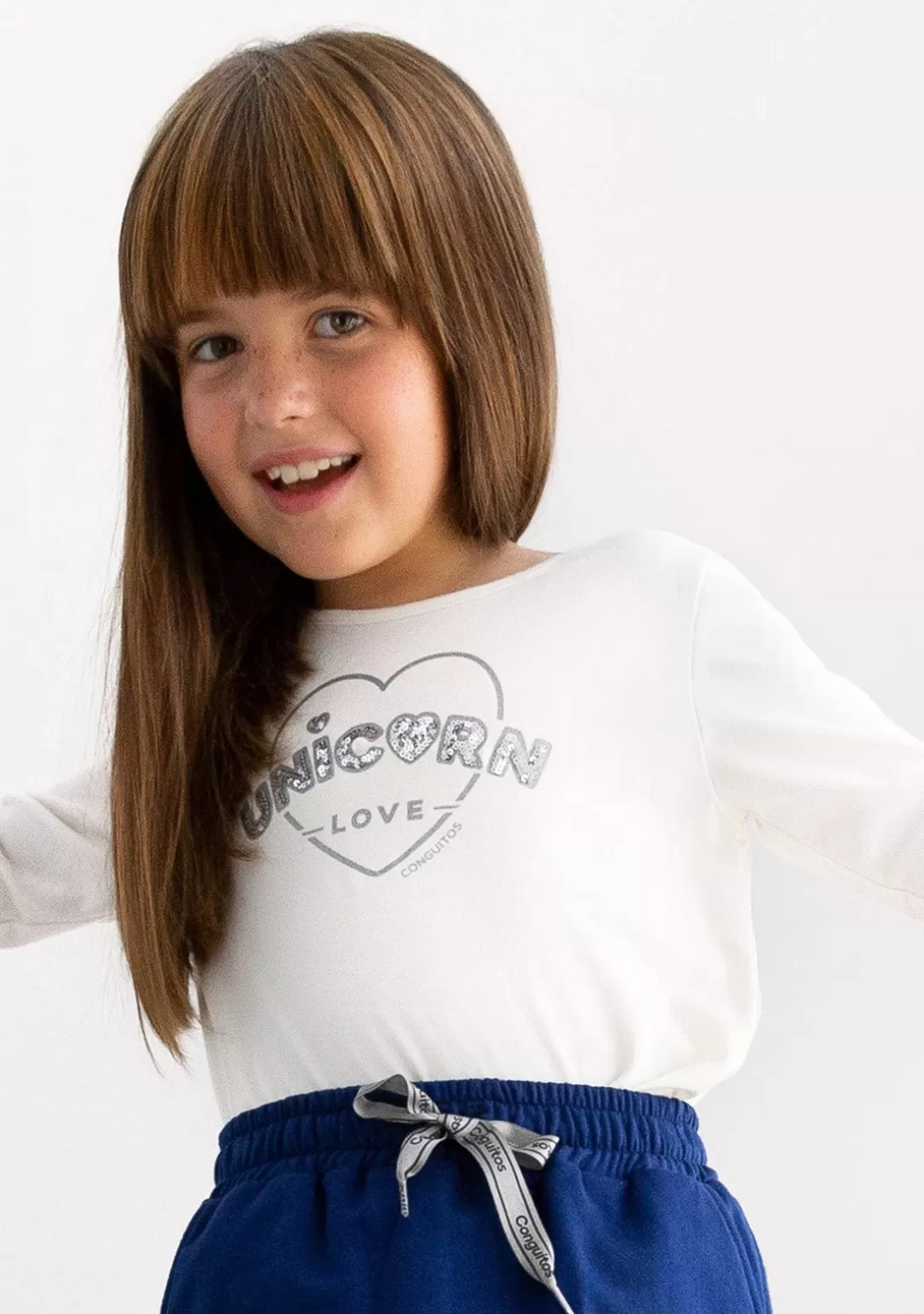 camiseta_de_nia_unicorn_love_blanca_3.webp Conguitos Camisetas | Camisetas Manga Larga^Camiseta De Niña Unicorn Love Blanca