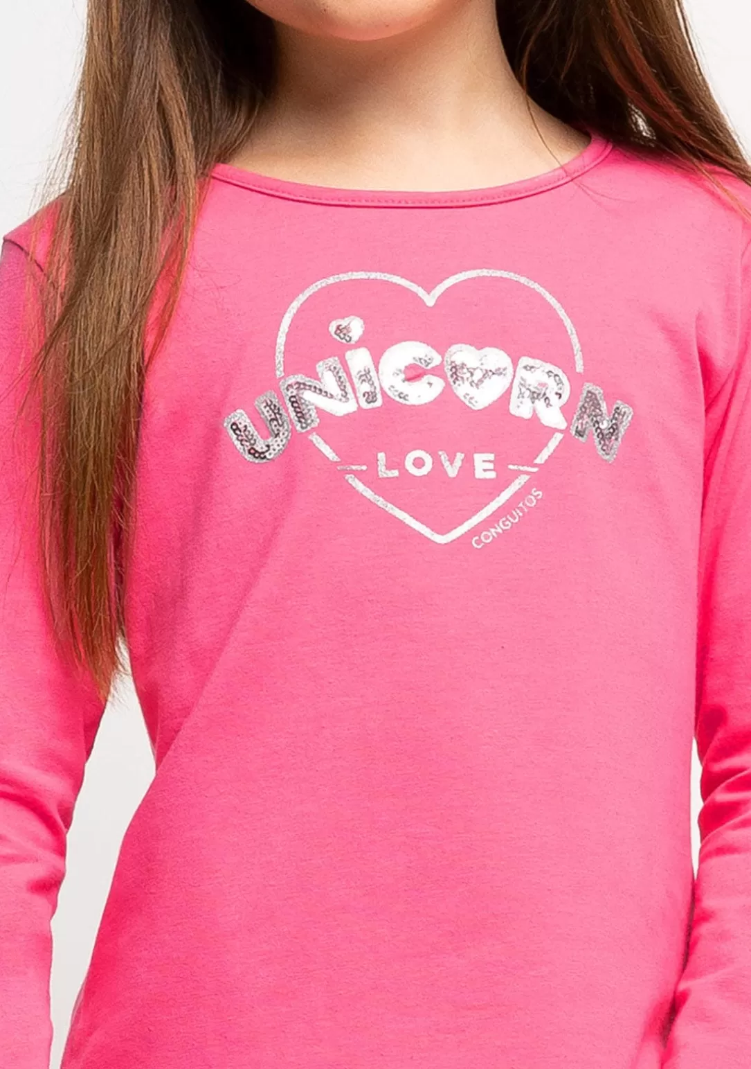 camiseta_de_nia_unicorn_love_fucsia_3.webp Conguitos Camisetas | Camisetas Manga Larga^Camiseta De Niña Unicorn Love Fucsia