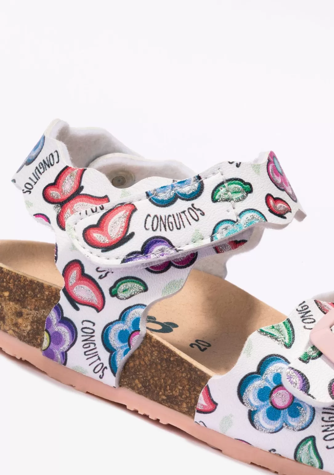sandalias_de_beb_bio_flores_blanco_2.webp Conguitos Sandalias | Sandalias Bio^Sandalias De Bebé Bio Flores Blanco