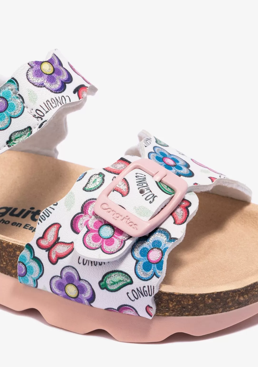 sandalias_de_nia_bio_flores_blanco_2.webp Conguitos Sandalias Bio | Sandalias^Sandalias De Niña Bio Flores Blanco