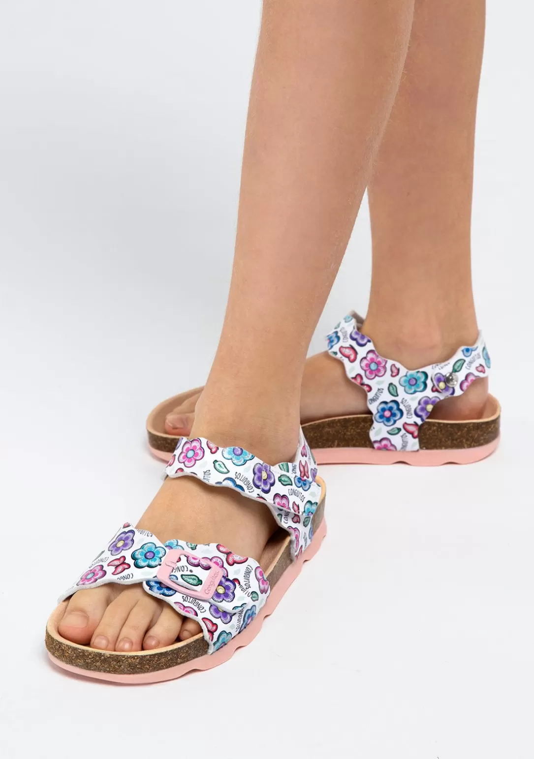 sandalias_de_nia_bio_flores_blanco_4.webp Conguitos Sandalias Bio | Sandalias^Sandalias De Niña Bio Flores Blanco