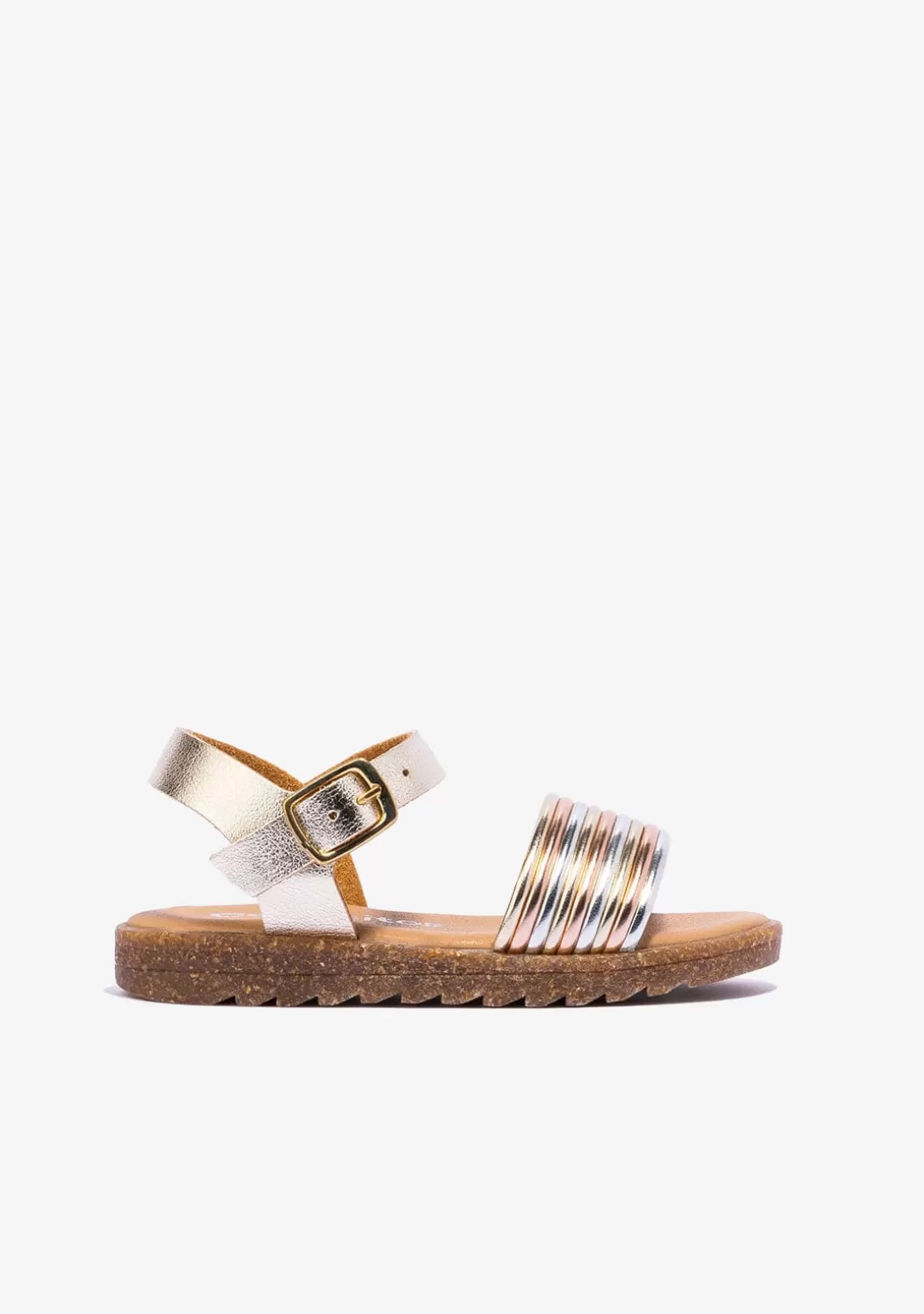 Conguitos Sandalias^Sandalias De Niña Metalizado Platino Multicolor