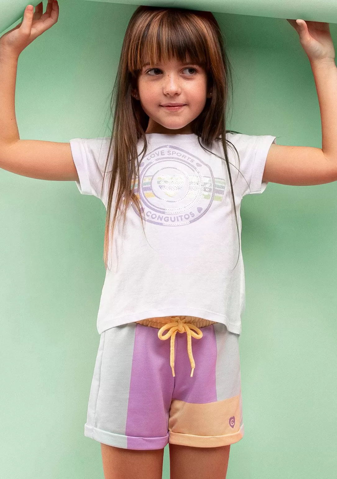 Conguitos Shorts^Short Deportivo De Niña Liso Patchwork Multicolor