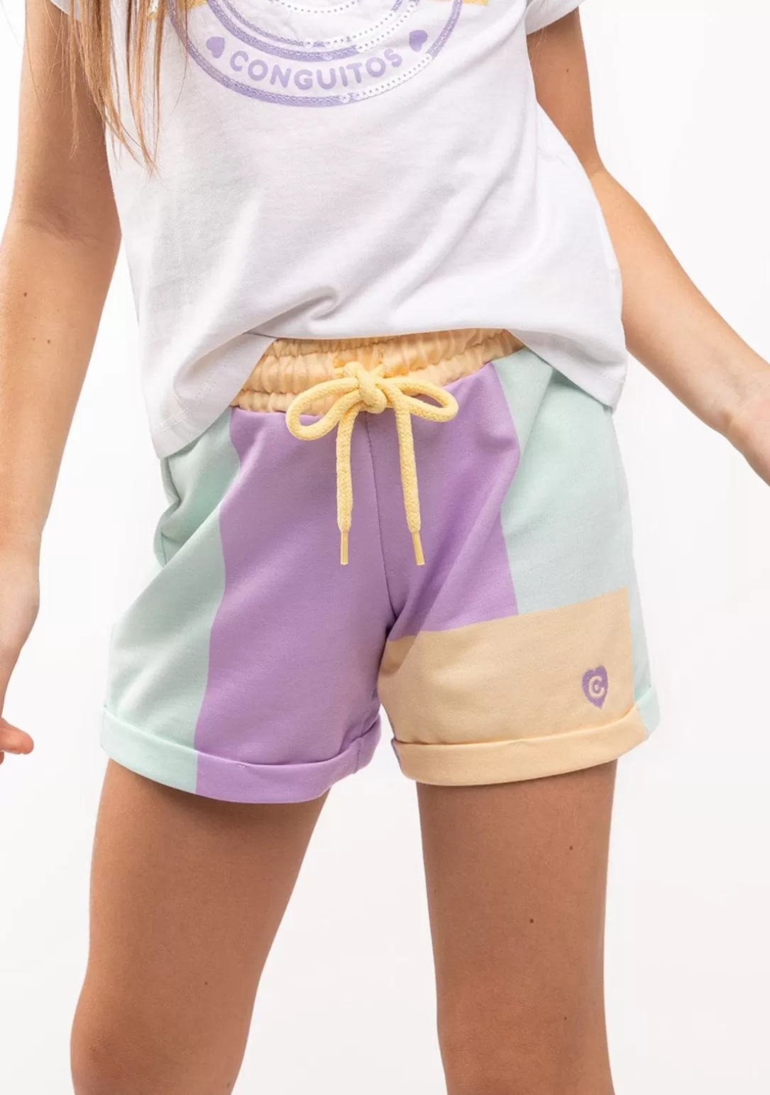 Conguitos Shorts^Short Deportivo De Niña Liso Patchwork Multicolor
