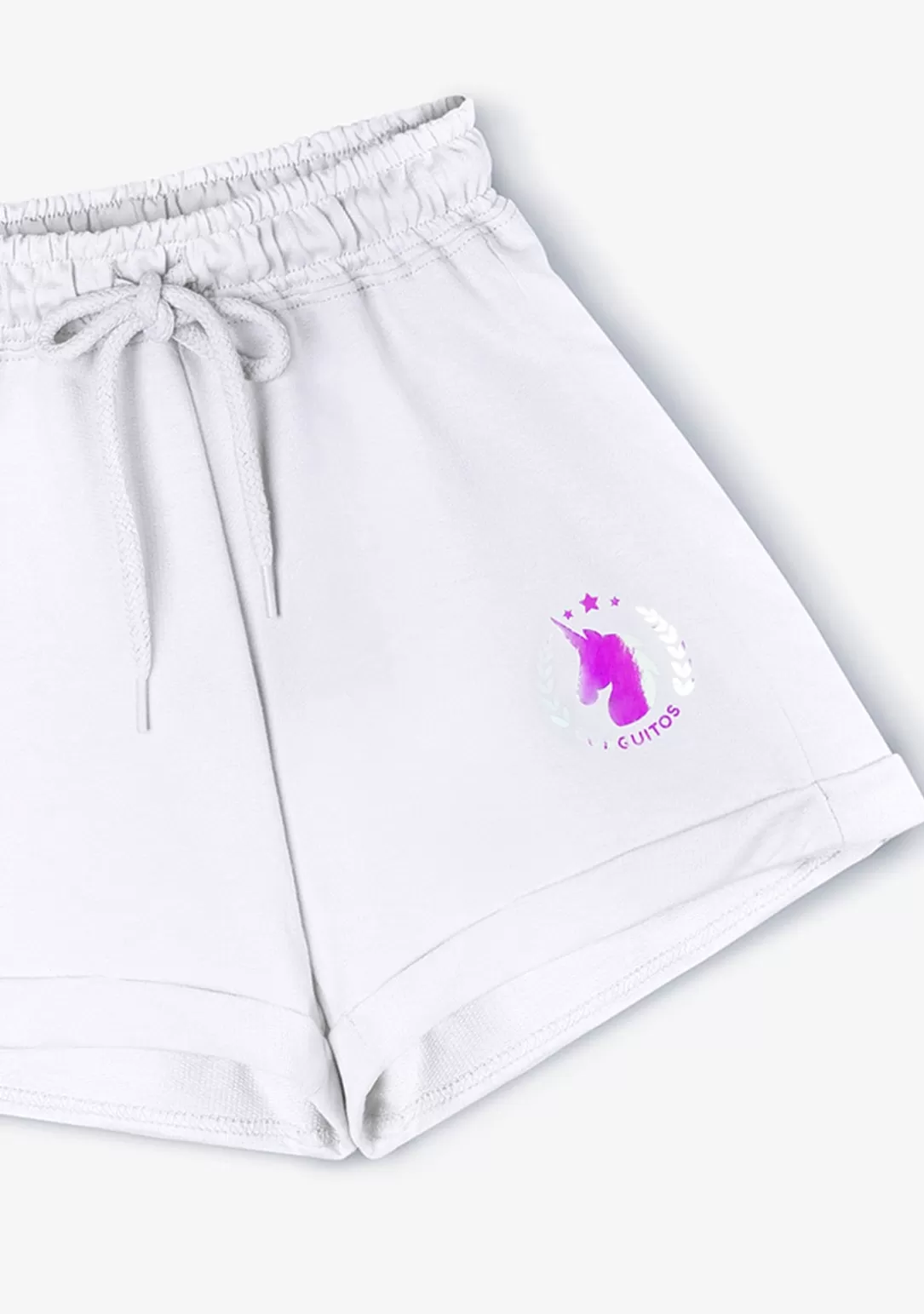 Conguitos Shorts^Short Deportivo De Niña Liso Unicornio Blanco