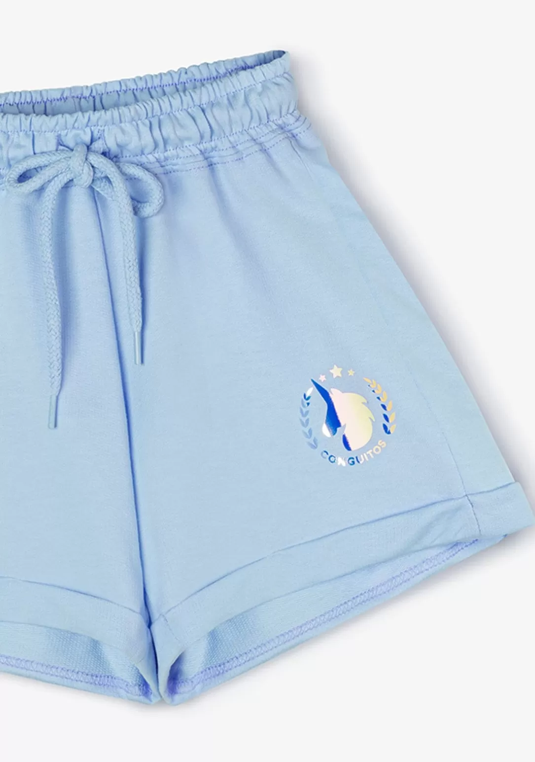 Conguitos Shorts^Short Deportivo De Niña Liso Unicornio Celeste