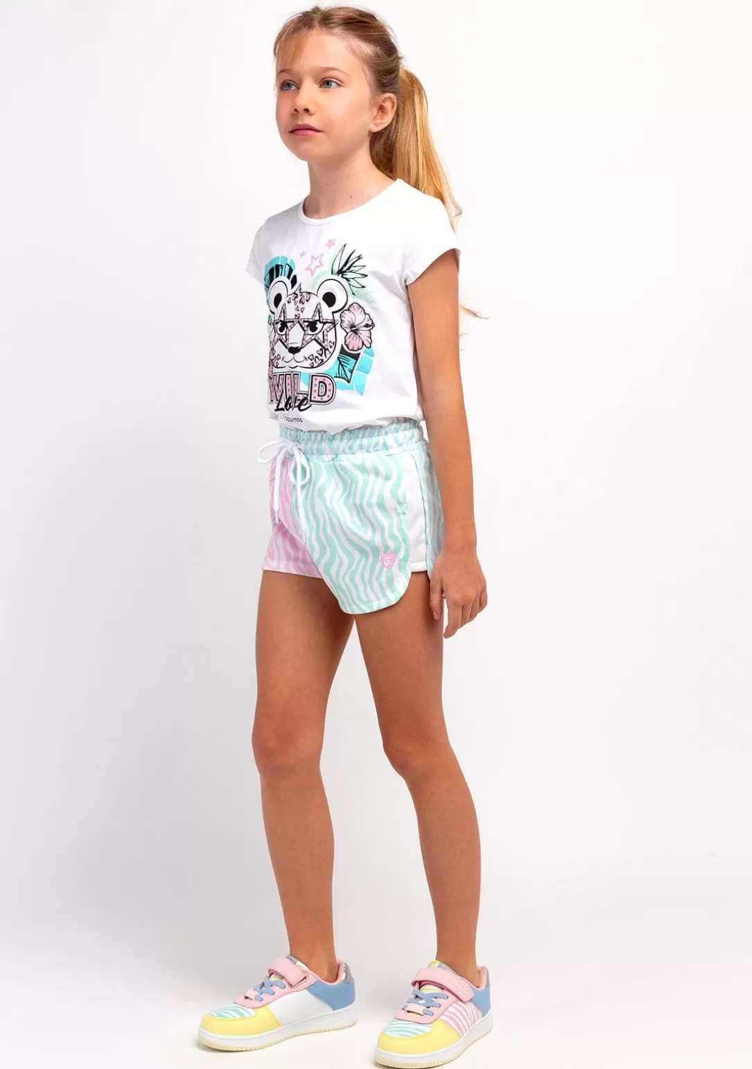 Conguitos Shorts^Short Niña Felpa Estampado Cebra Multicolor