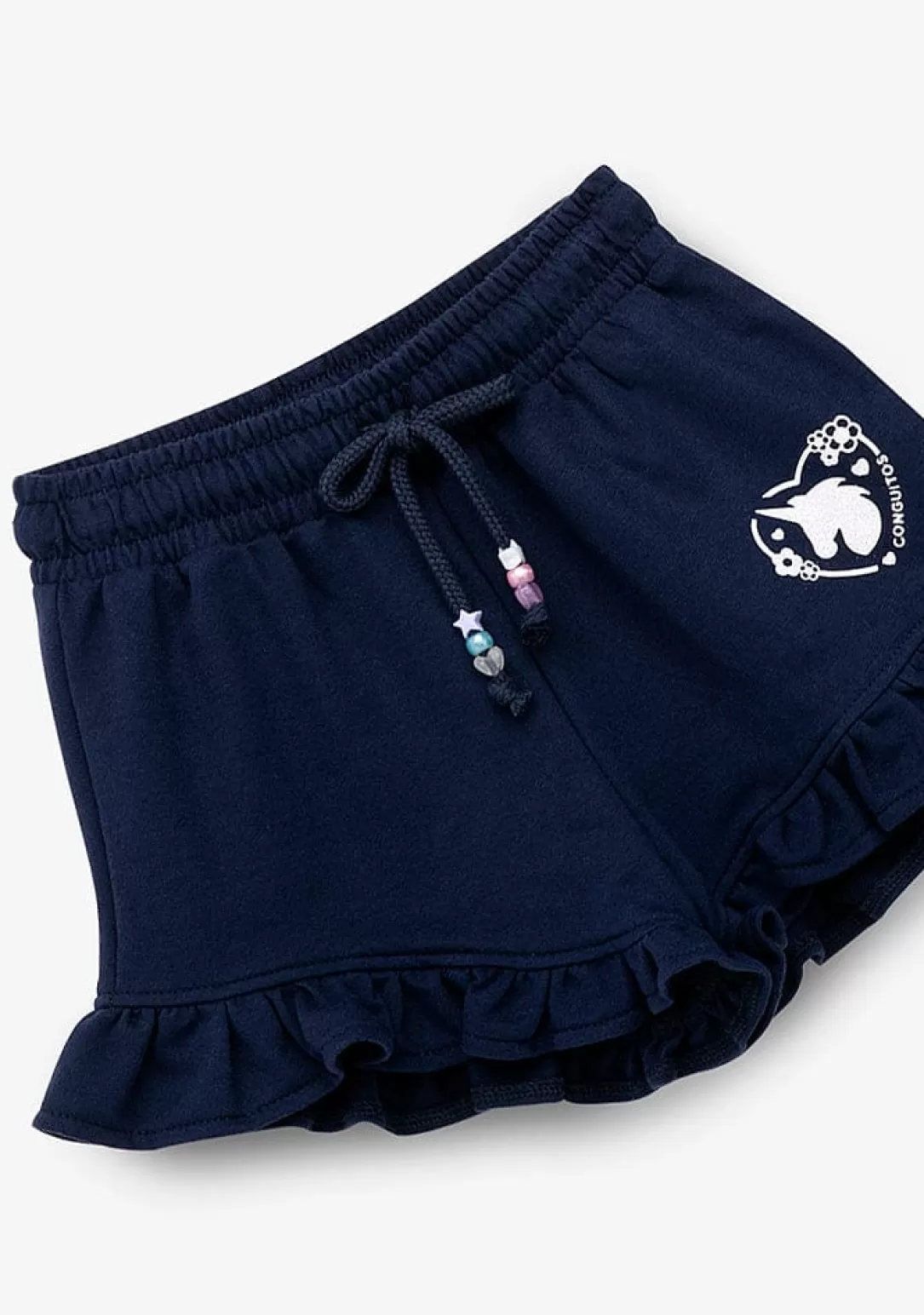 Conguitos Shorts^Short Niña Felpa Unicornio Azul Marino