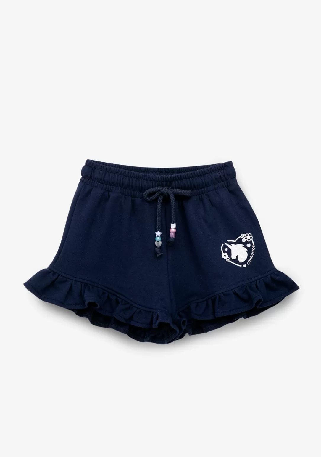 Conguitos Shorts^Short Niña Felpa Unicornio Azul Marino