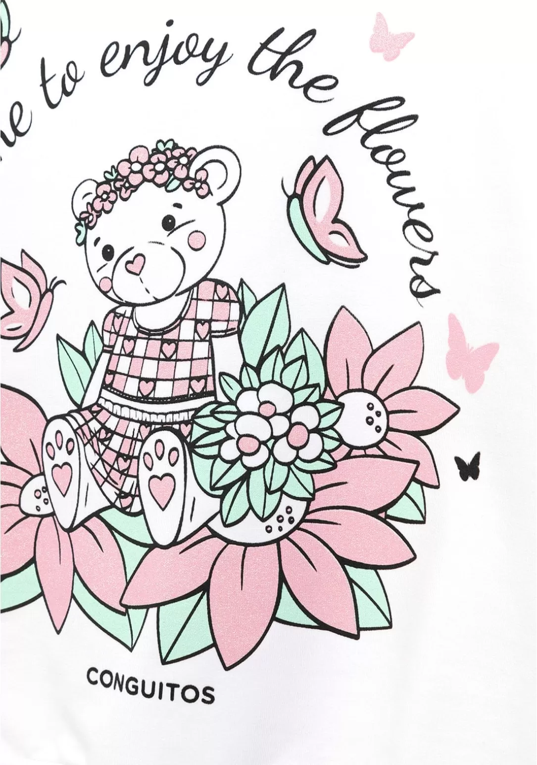 sudadera_de_nia_blanco_oso_glitter_flores_4.webp Conguitos Sudaderas^Sudadera De Niña Blanco Oso Glitter Flores
