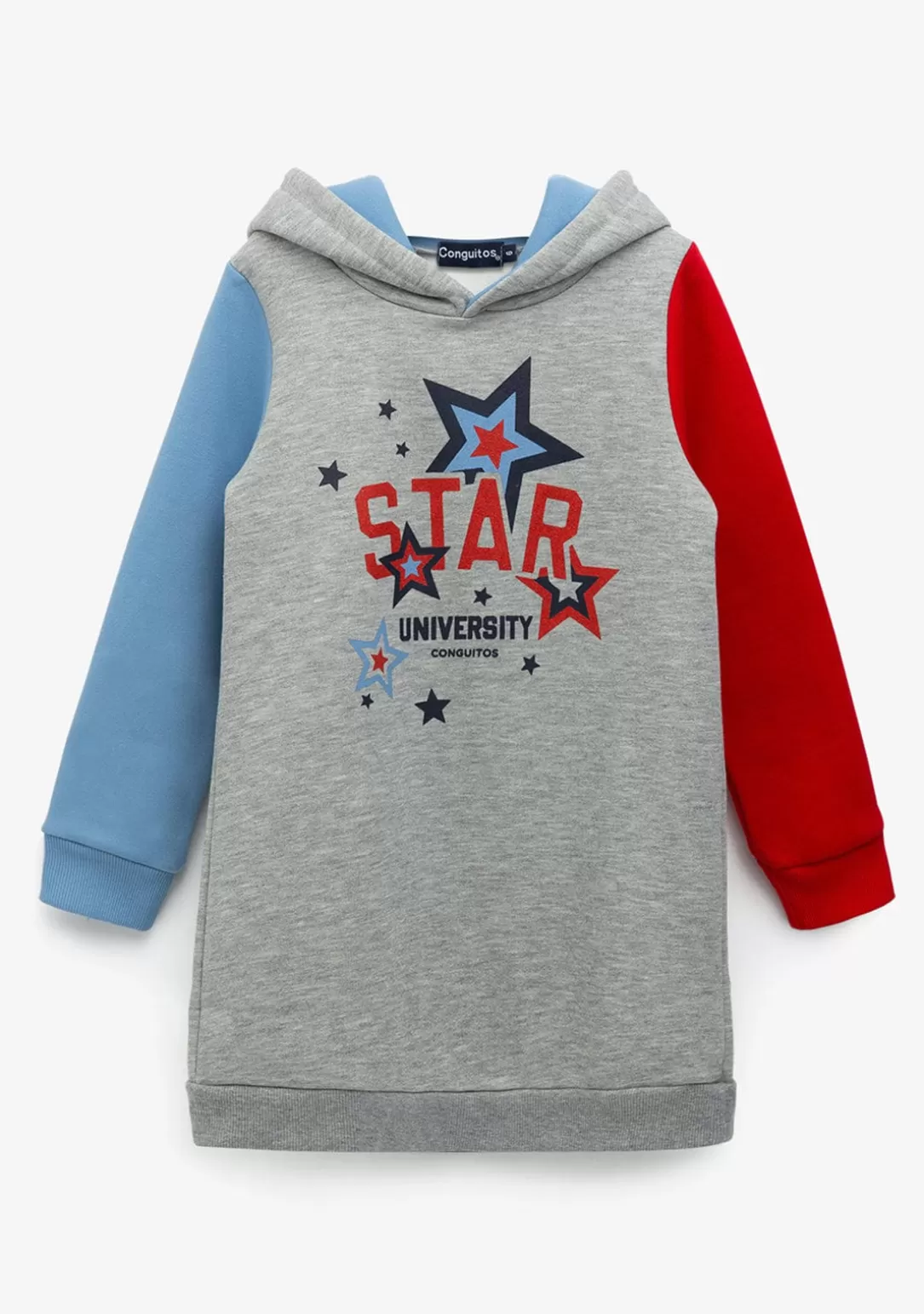 Conguitos Vestidos Sudadera | Vestidos^Vestido De Niña Color Block Capucha Gris