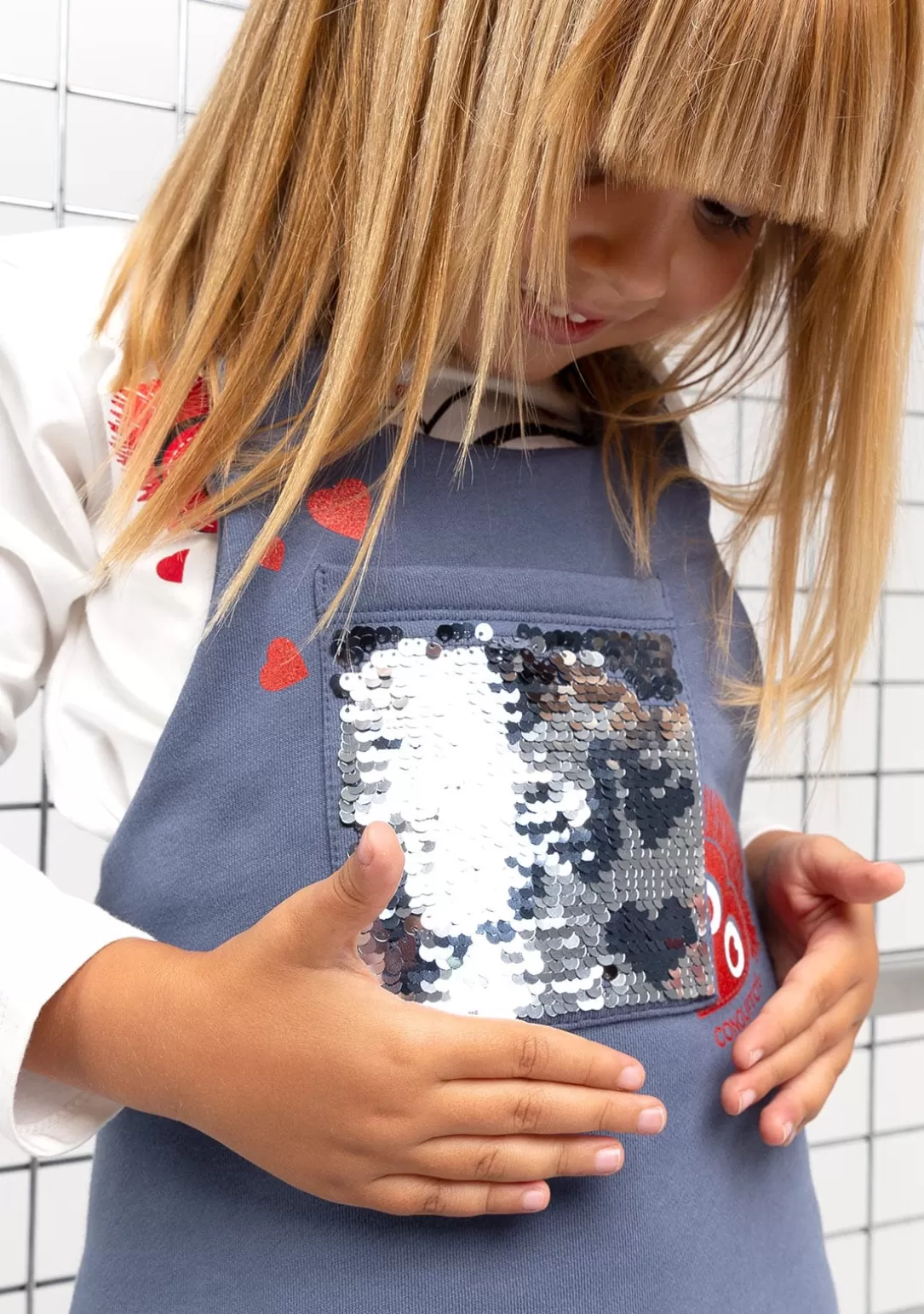 Conguitos Vestidos Sudadera | Vestidos^Vestido De Niña Pichi Lentejuelas Corazón Gris