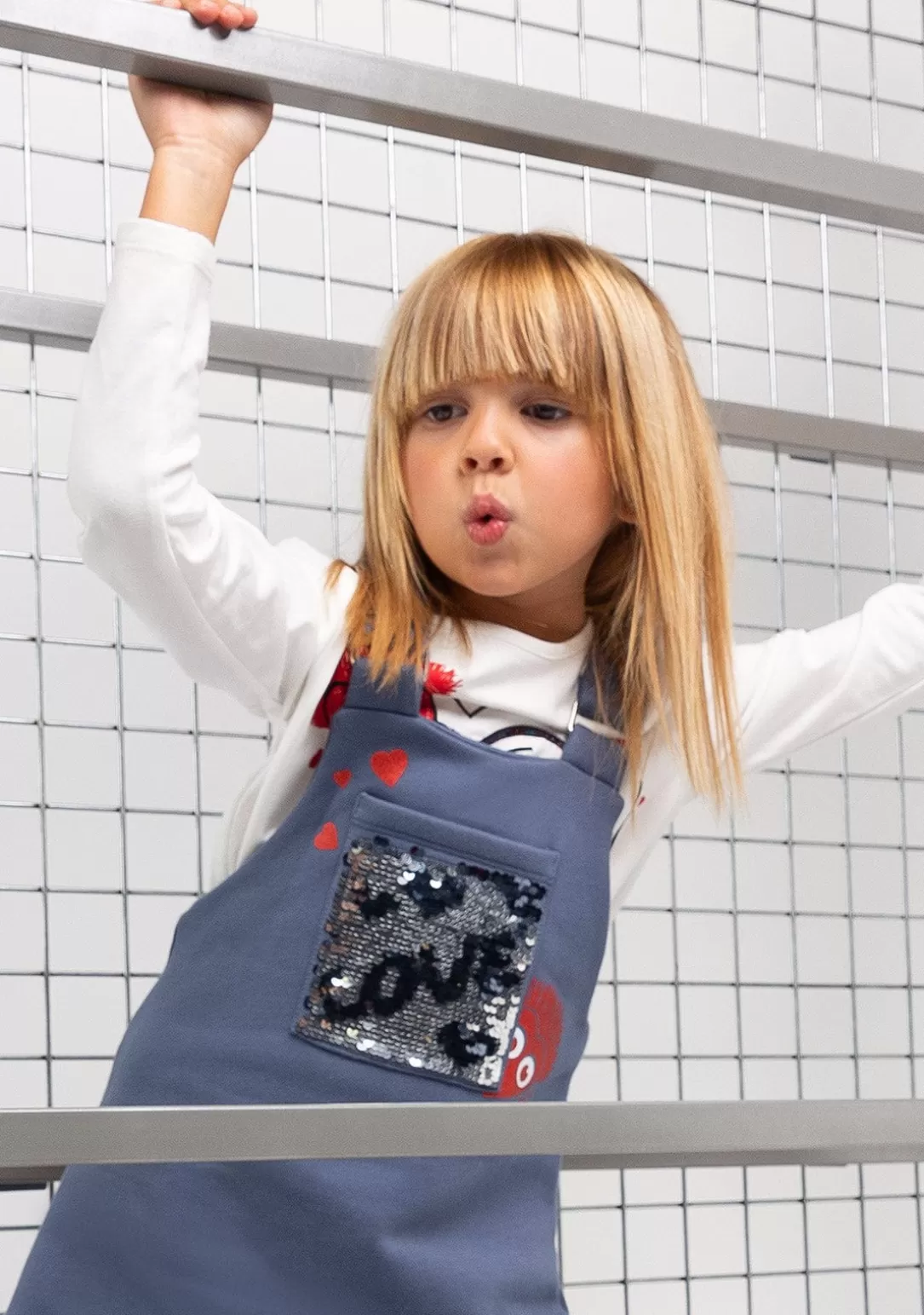 Conguitos Vestidos Sudadera | Vestidos^Vestido De Niña Pichi Lentejuelas Corazón Gris