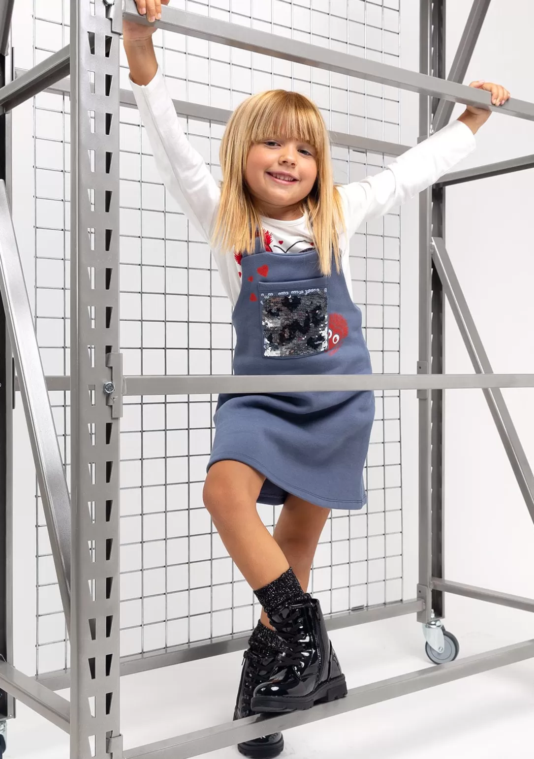 Conguitos Vestidos Sudadera | Vestidos^Vestido De Niña Pichi Lentejuelas Corazón Gris