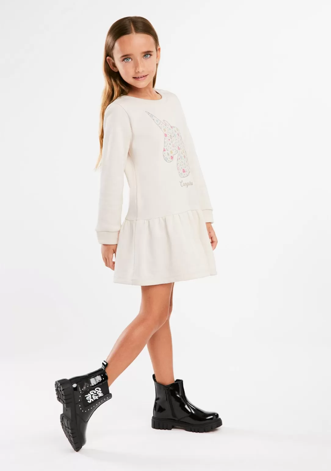 vestido_sudadera_unicornio_beige_4.webp Conguitos Vestidos^Vestido Sudadera Unicornio Beige