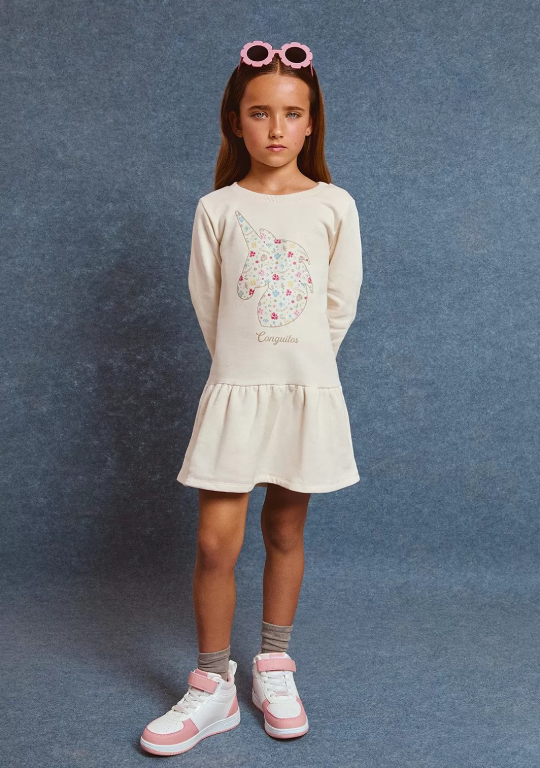 vestido_sudadera_unicornio_beige_5.webp Conguitos Vestidos^Vestido Sudadera Unicornio Beige