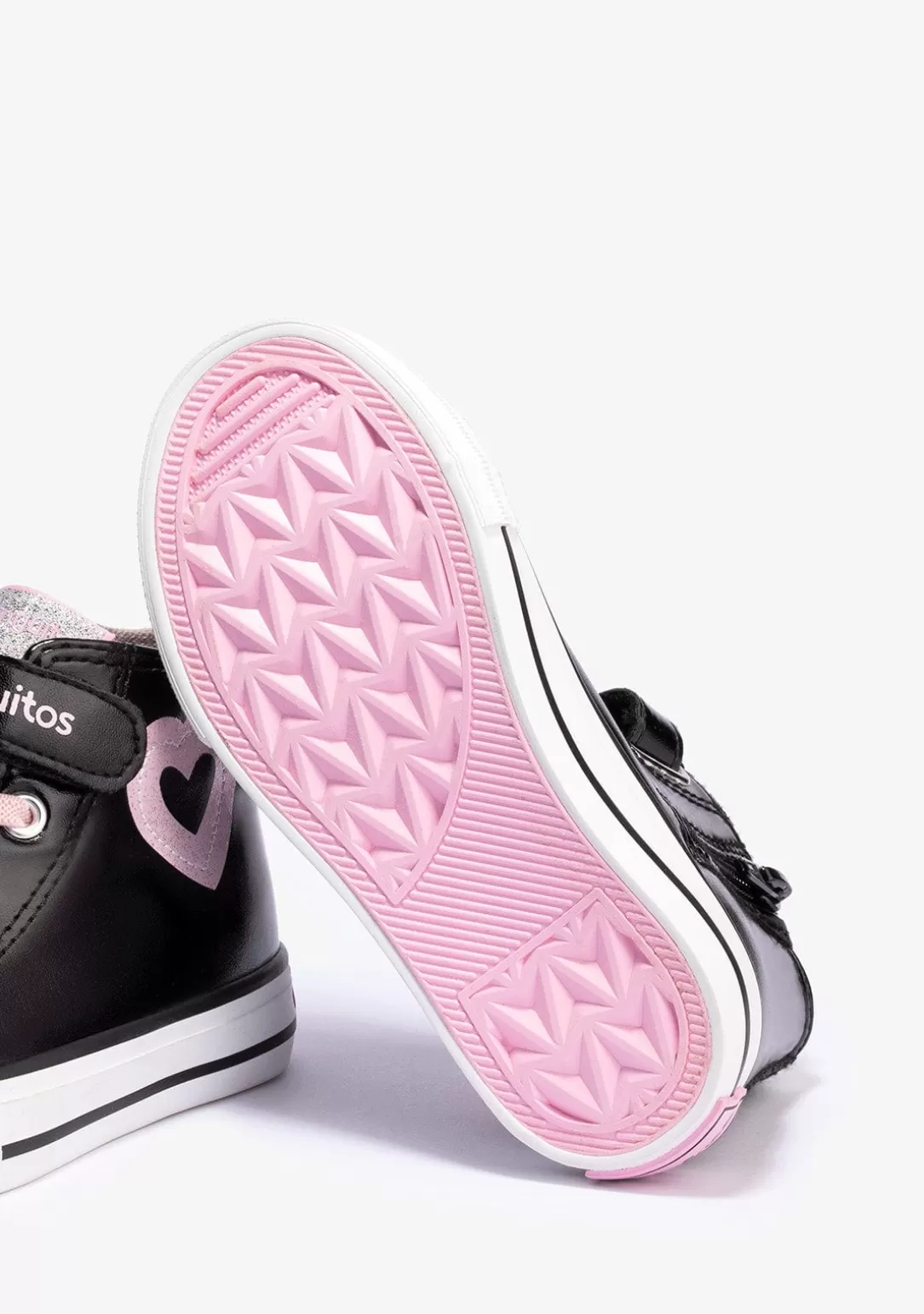 Conguitos Zapatillas^Zapatillas Altas De Niña Charol Corazón Negro