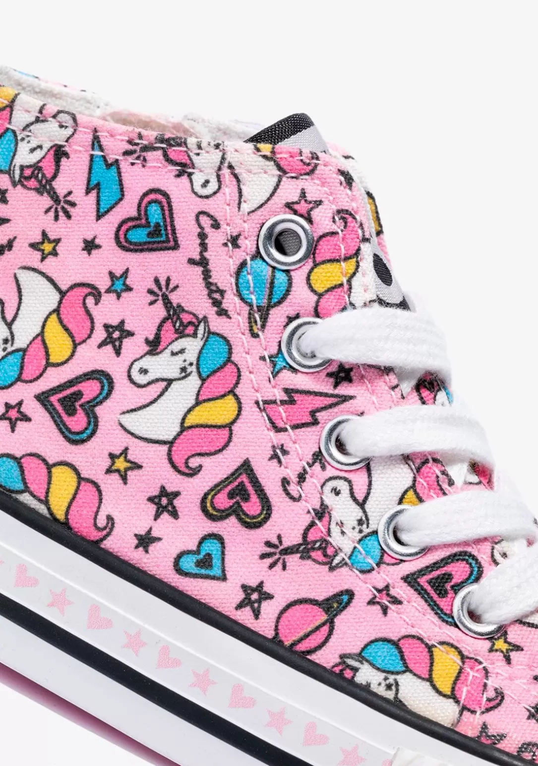 Conguitos Zapatillas^Zapatillas Altas De Niña Cordones Unicornio Lona Rosa