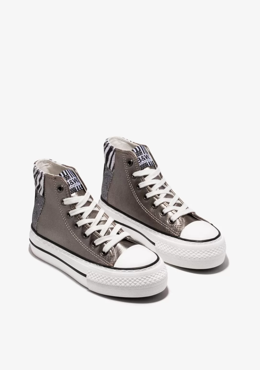 Conguitos Zapatillas | Zapatillas^Zapatillas Altas De Niña Patchwork Multicolor B&W