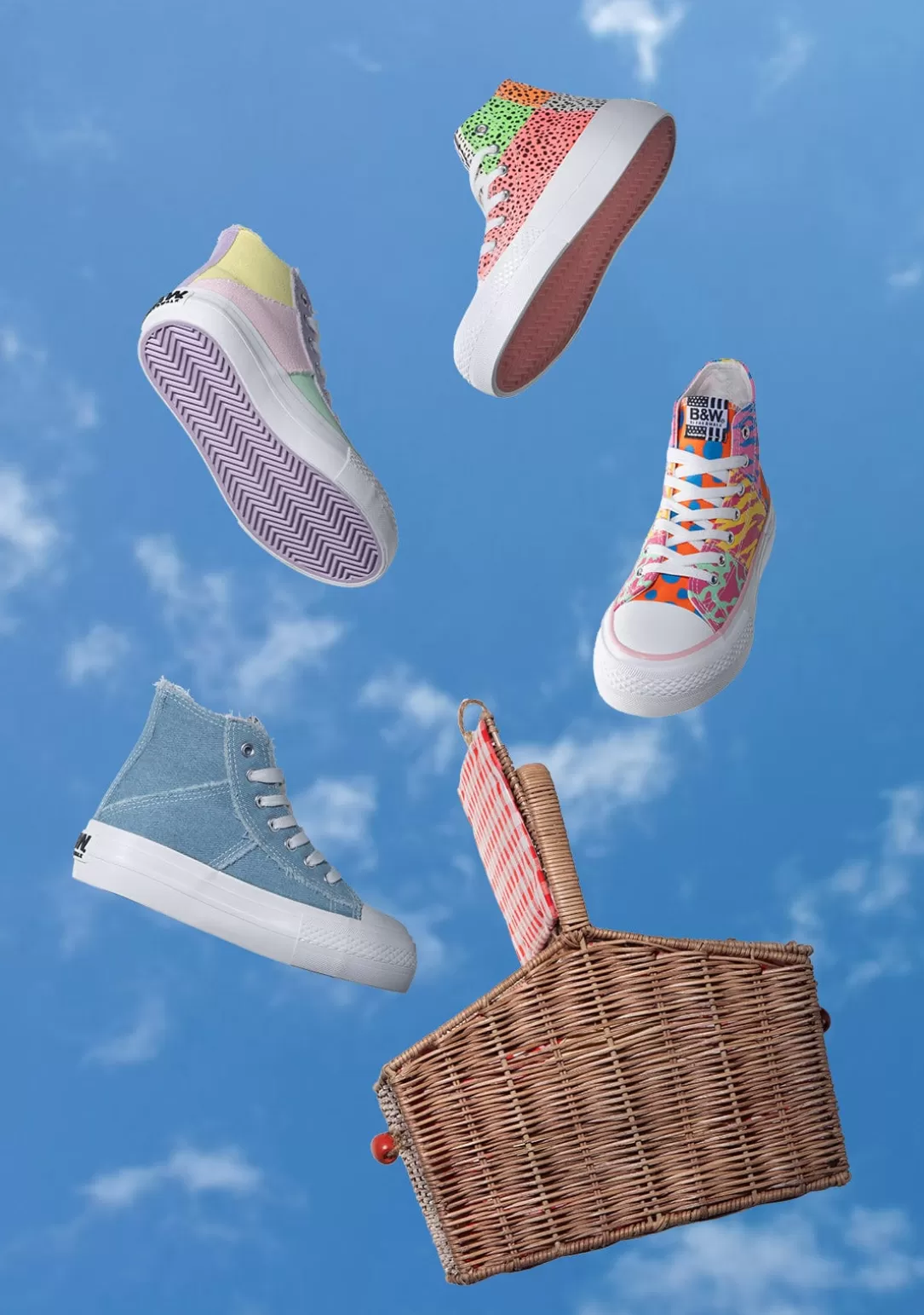 Conguitos Zapatillas | Zapatillas^Zapatillas Altas Patchwork Multicolor B&W